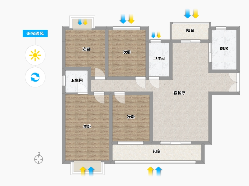 贵州省-遵义市-润扬·思州壹品-120.00-户型库-采光通风