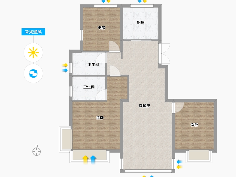 山东省-烟台市-乐橙小区-97.00-户型库-采光通风