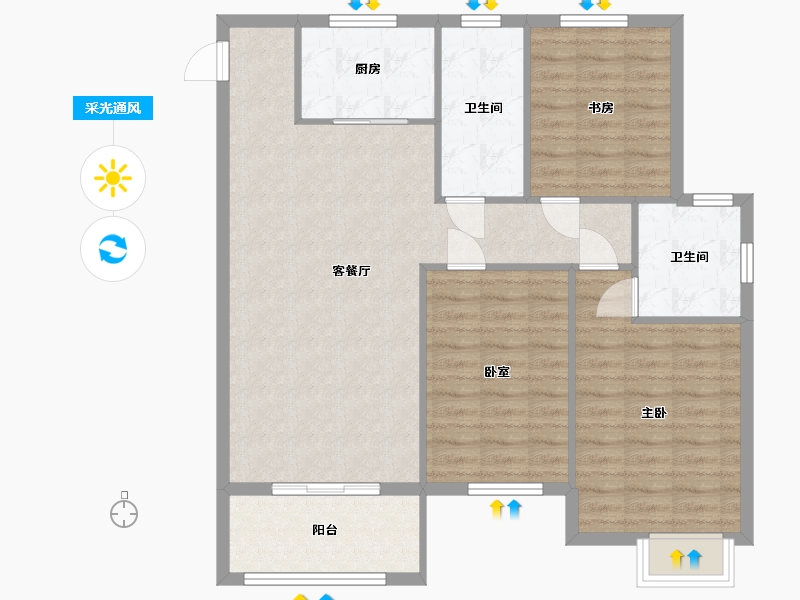 湖北省-宜昌市-春风十里-90.00-户型库-采光通风