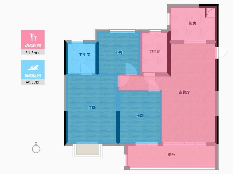 江苏省-苏州市-中建河风印月-82.00-户型库-动静分区