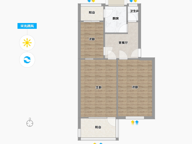 山东省-济南市-山东省水利工程局马家庄宿舍-65.00-户型库-采光通风