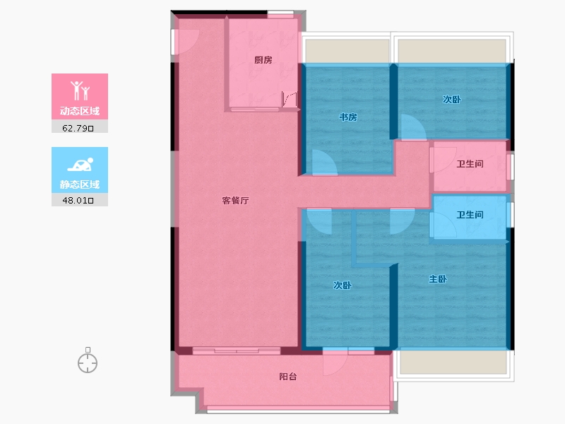 湖北省-仙桃市-碧桂园-105.06-户型库-动静分区