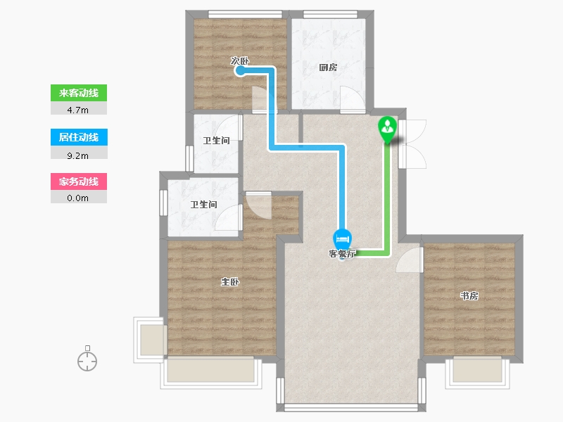 山东省-烟台市-乐橙小区-90.00-户型库-动静线