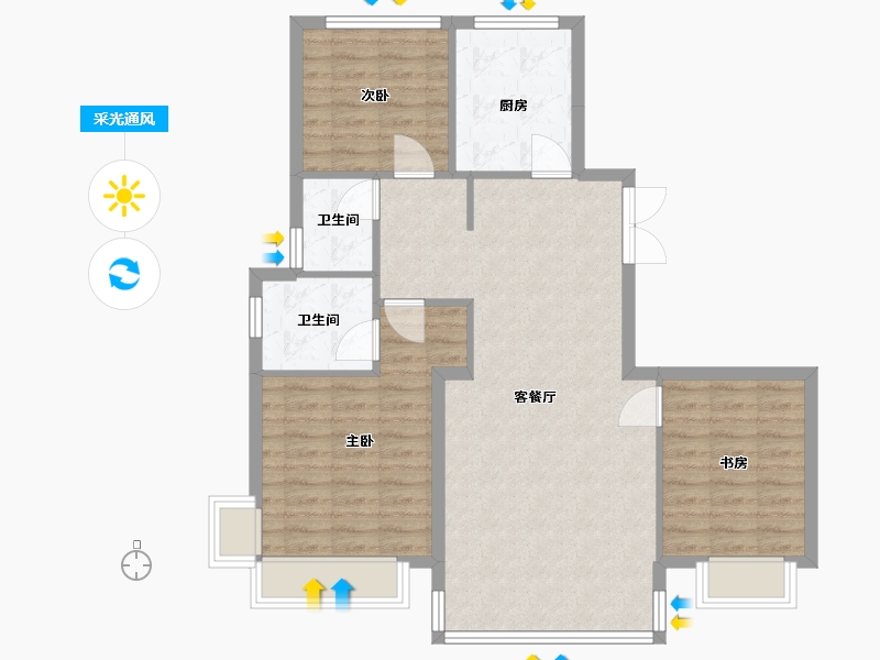 山东省-烟台市-乐橙小区-90.00-户型库-采光通风