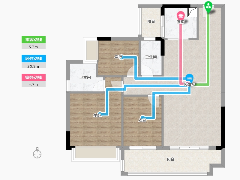 广东省-阳江市-金山翠景雅苑3幢02户型-96.55-户型库-动静线