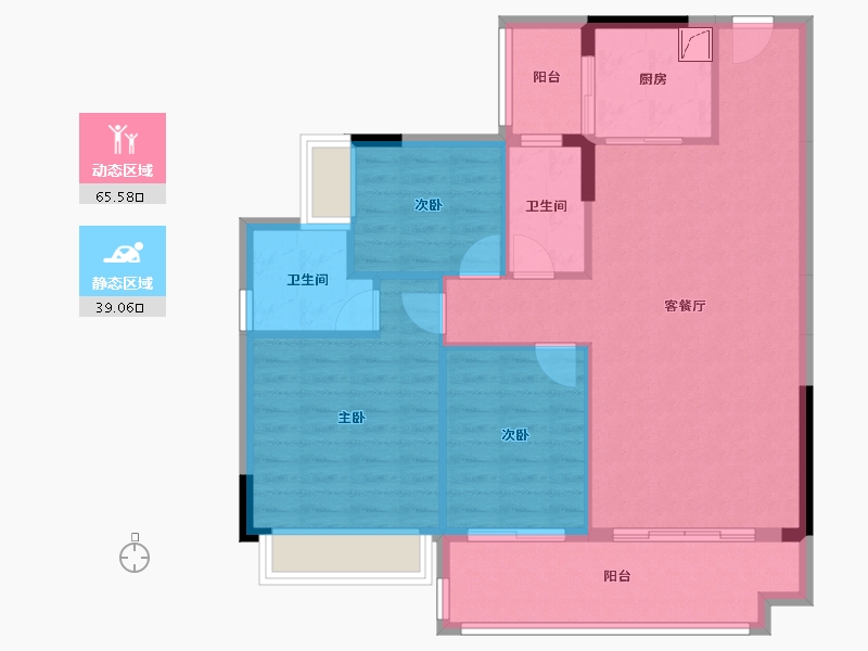 广东省-阳江市-金山翠景雅苑3幢02户型-96.55-户型库-动静分区