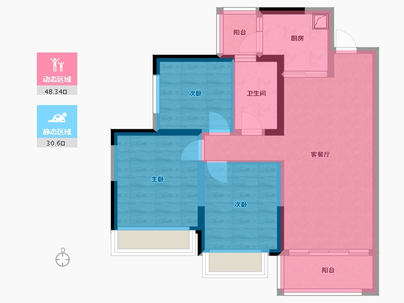 四川省-成都市-翰香悦府-74.98-户型库-动静分区