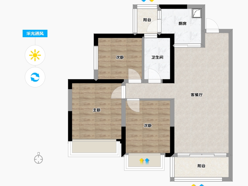 四川省-成都市-翰香悦府-74.98-户型库-采光通风