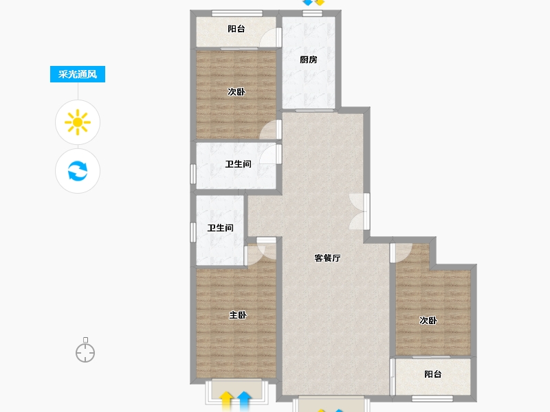 山东省-潍坊市-紫御公馆-120.00-户型库-采光通风