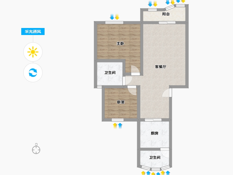 广东省-广州市-东倩园-85.60-户型库-采光通风