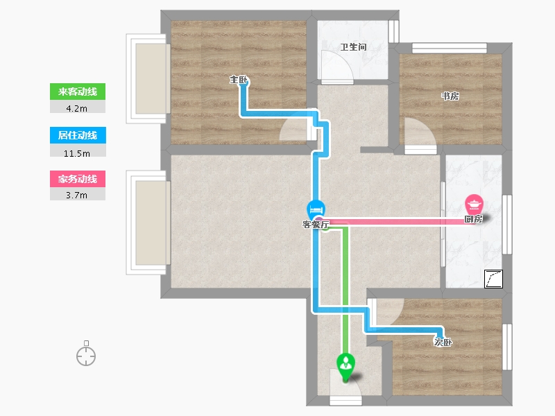 天津-天津市-万科观澜-65.00-户型库-动静线