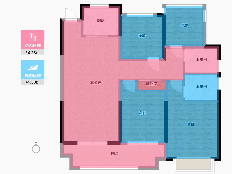 浙江省-台州市-海尚望府-92.00-户型库-动静分区