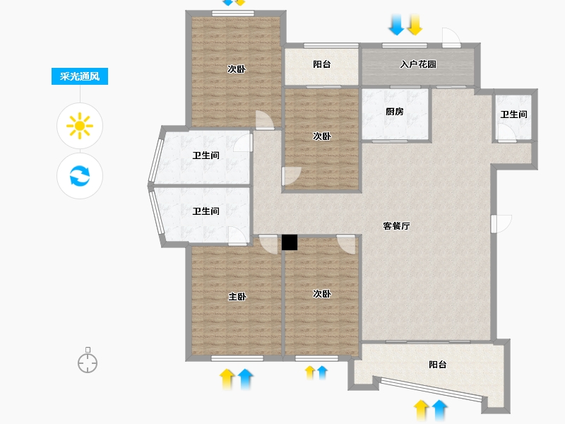 湖北省-武汉市-月湖琴声南区-188.54-户型库-采光通风