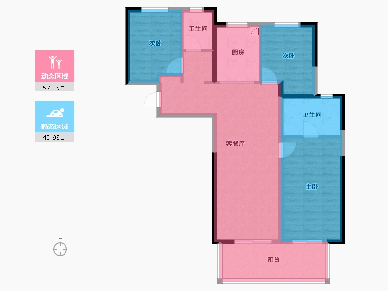 河南省-洛阳市-旭辉朗瑞·中央公园-89.55-户型库-动静分区