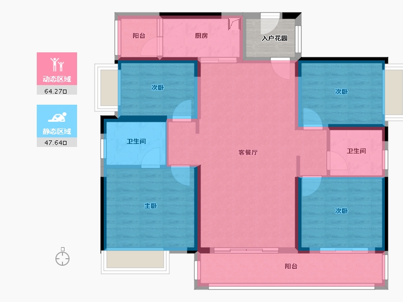 广东省-阳江市-敏捷玖龙府-107.76-户型库-动静分区