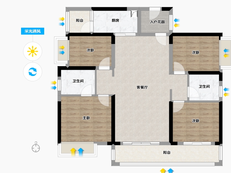 广东省-阳江市-敏捷玖龙府-107.76-户型库-采光通风