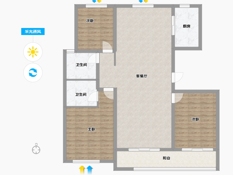 山东省-潍坊市-凯宇凤城尚品4号楼-120.00-户型库-采光通风