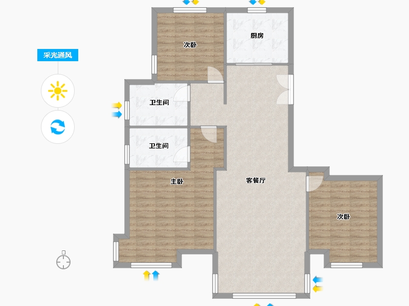 山东省-烟台市-乐橙小区-112.00-户型库-采光通风