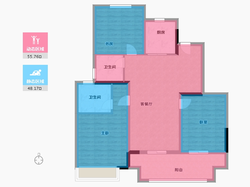 江苏省-常州市-嘉宏雅居乐·湖光映月-93.00-户型库-动静分区