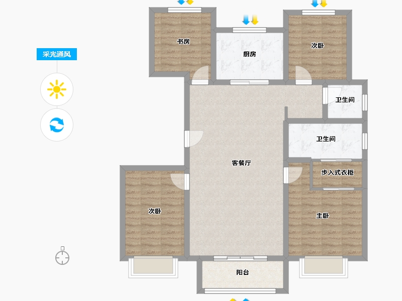 陕西省-西安市-万科公园大道-100.00-户型库-采光通风