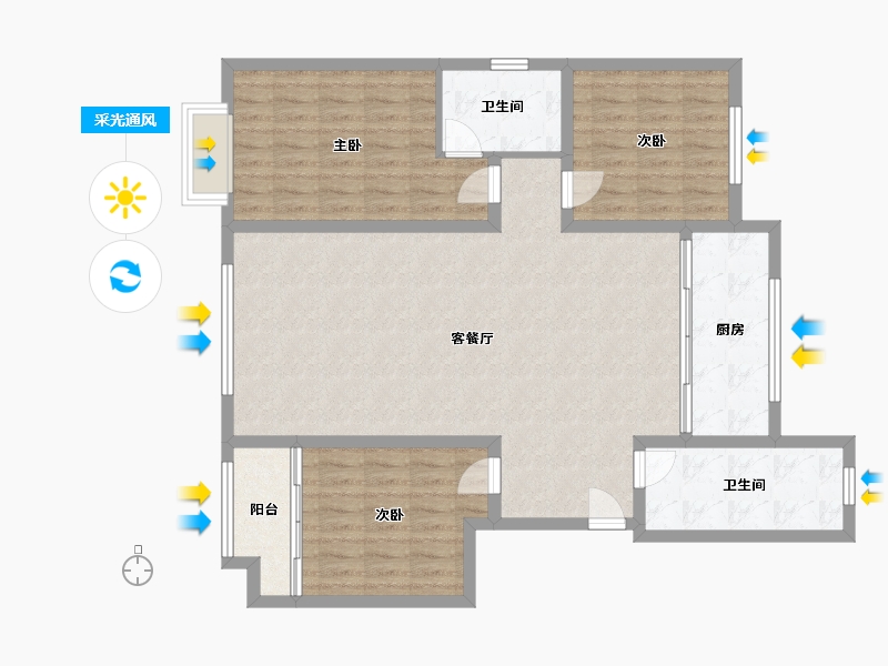 山东省-潍坊市-壹号公馆-110.00-户型库-采光通风