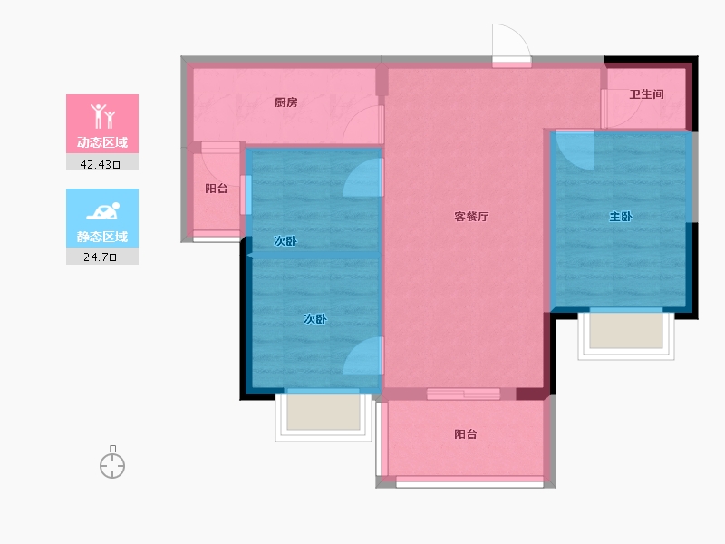 云南省-昆明市-万科城·万科西悦小区-63.76-户型库-动静分区