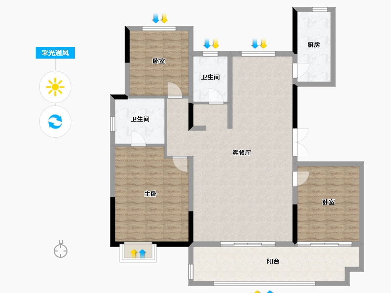 河南省-平顶山市-楠山公园壹号-130.00-户型库-采光通风