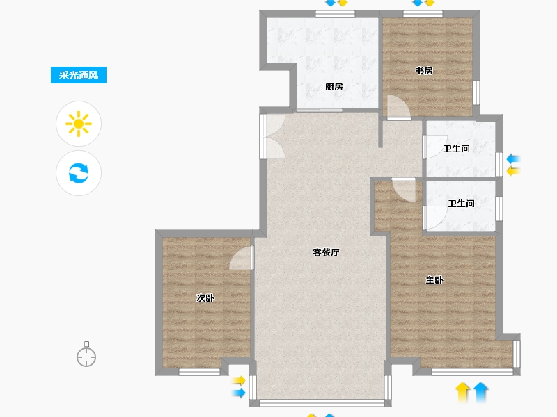 山东省-烟台市-乐橙小区-110.00-户型库-采光通风