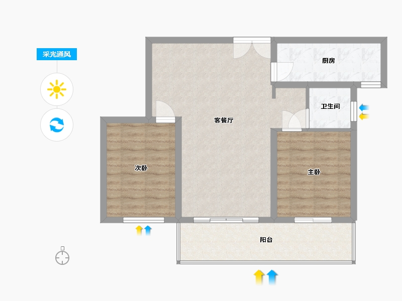 陕西省-宝鸡市-海澜湾-78.00-户型库-采光通风