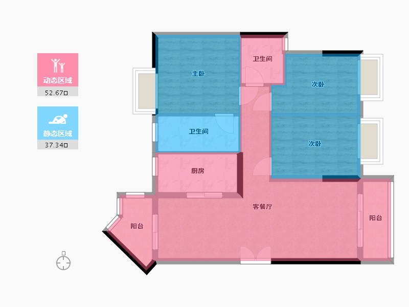 四川省-成都市-东韵花园-85.44-户型库-动静分区