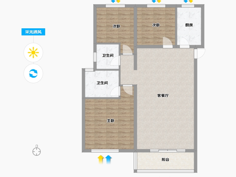 湖北省-武汉市-成功雅苑-100.00-户型库-采光通风