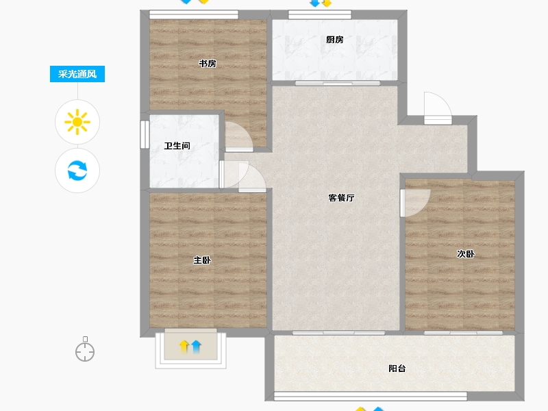 河北省-石家庄市-紫樾宸府-80.00-户型库-采光通风