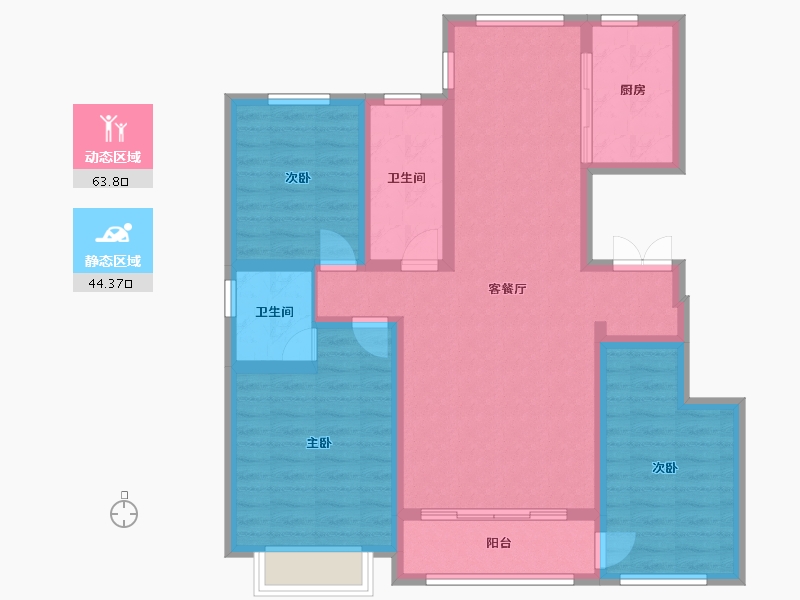 新疆维吾尔自治区-伊犁哈萨克自治州-印象江南-109.00-户型库-动静分区