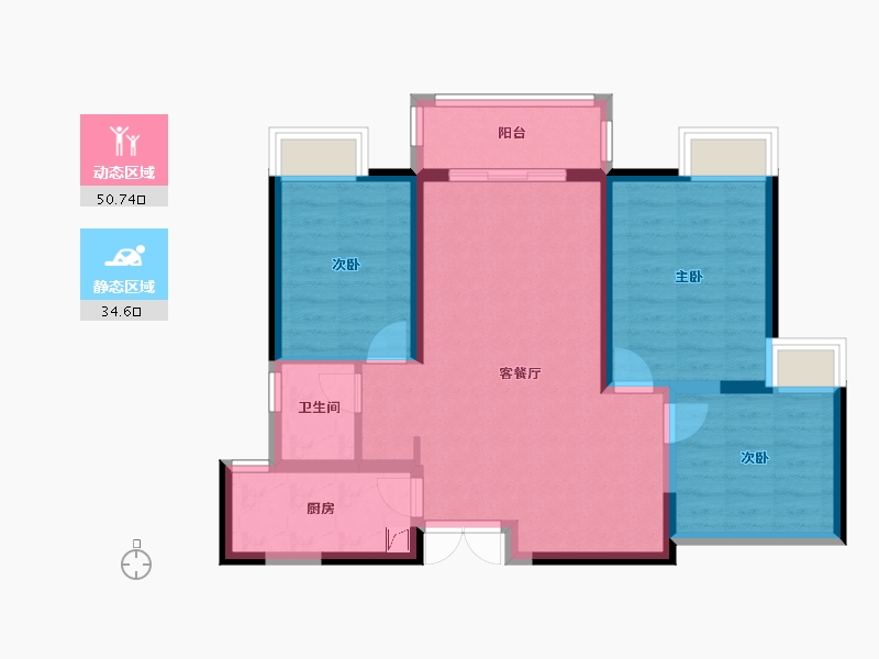 陕西省-西安市-御锦城15期悦珑湾-85.00-户型库-动静分区