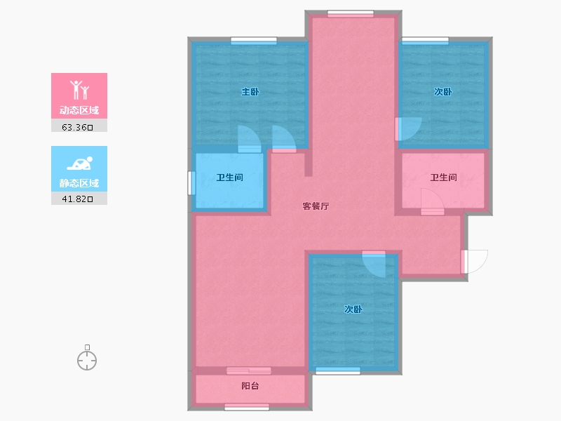 青海省-西宁市-青海大学-丁香园住宅小区-106.00-户型库-动静分区