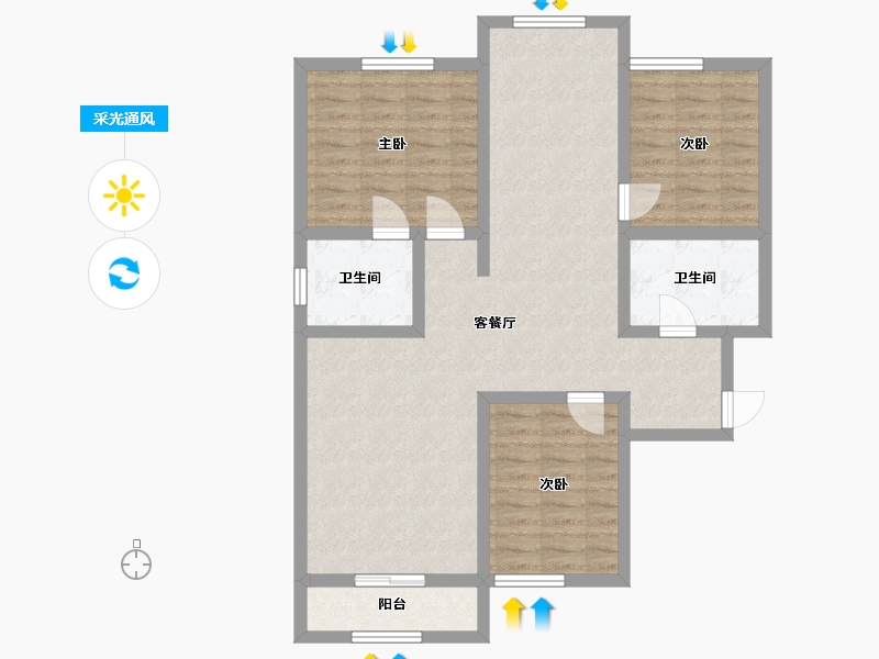 青海省-西宁市-青海大学-丁香园住宅小区-106.00-户型库-采光通风