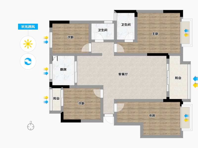 安徽省-安庆市-天下名筑-103.22-户型库-采光通风