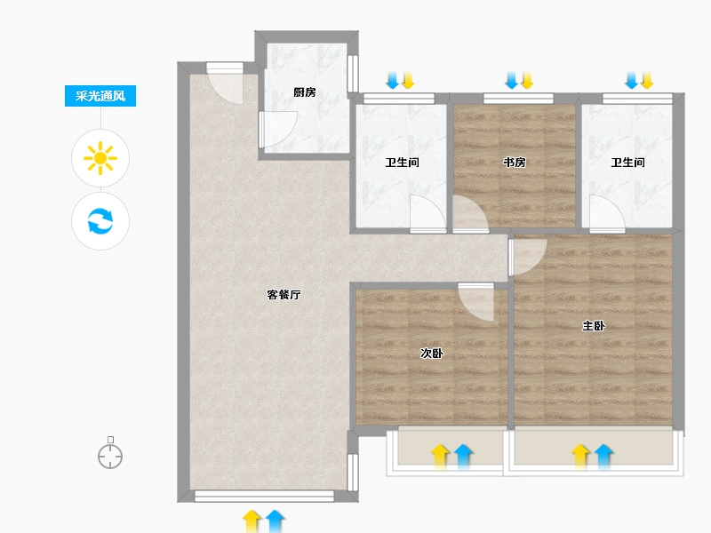 山东省-烟台市-乐橙小区-75.00-户型库-采光通风