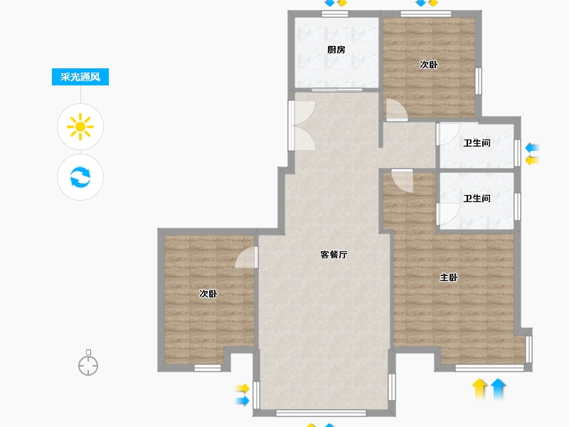 山东省-烟台市-乐橙小区-116.00-户型库-采光通风