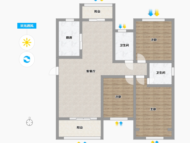 河南省-安阳市-建业城-108.00-户型库-采光通风