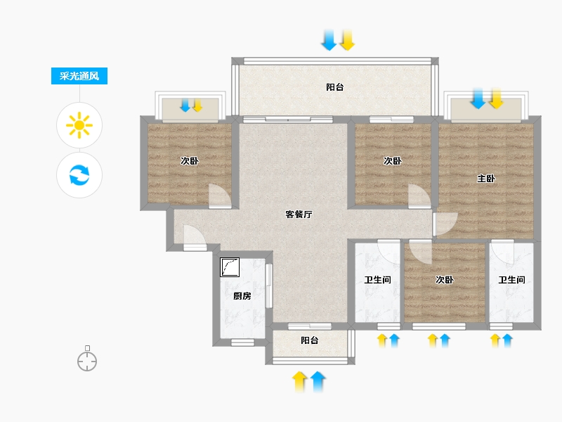 四川省-眉山市-眉山碧桂园·天誉-98.12-户型库-采光通风