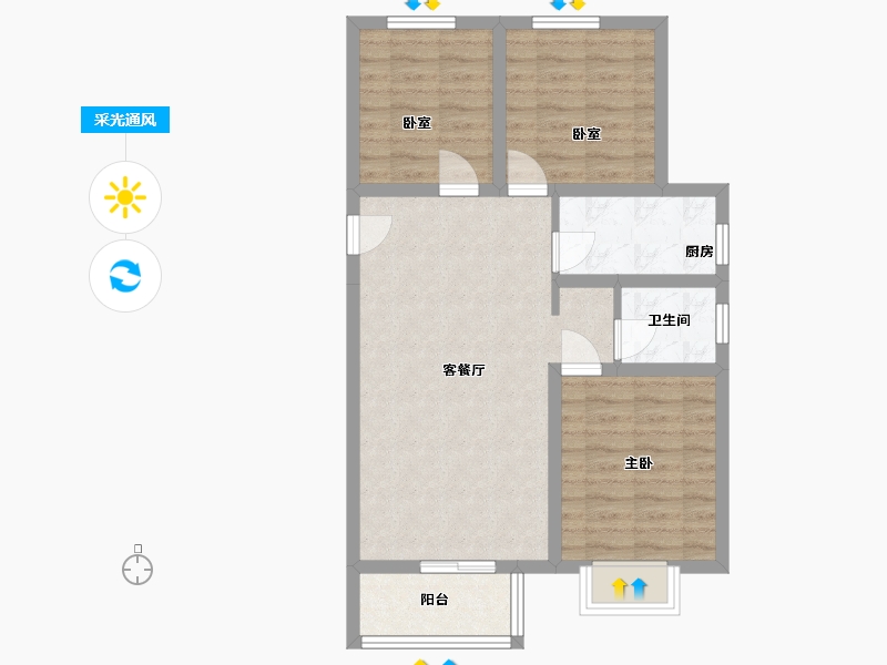 河北省-邯郸市-翡翠和苑-80.44-户型库-采光通风