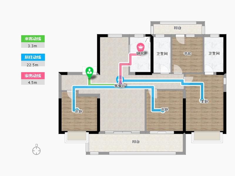 山东省-烟台市-飞龙小区-130.00-户型库-动静线