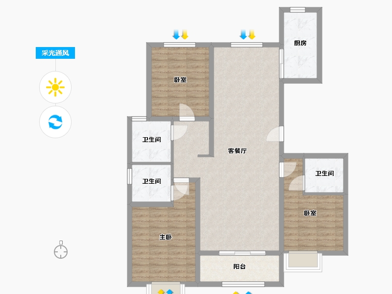 河北省-廊坊市-大城县天地凤凰城小区-110.00-户型库-采光通风