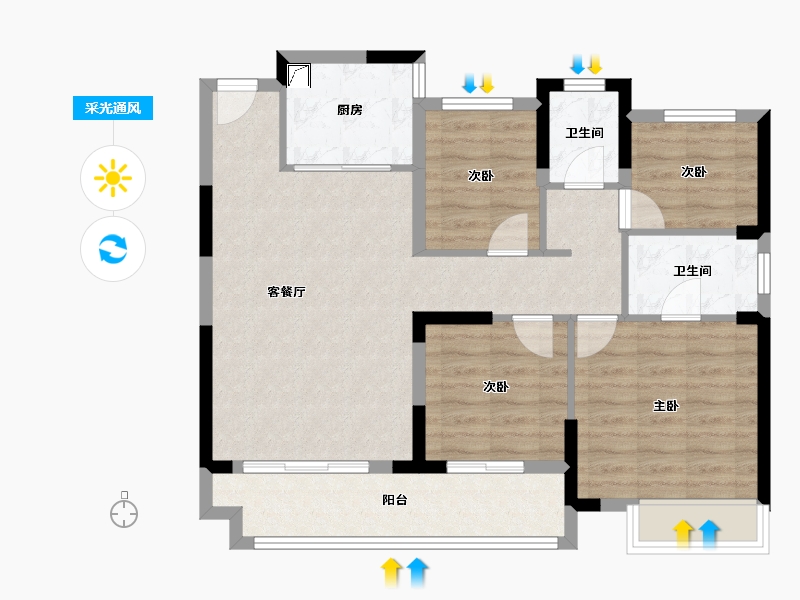 浙江省-绍兴市-碧桂园珺悦-127.00-户型库-采光通风