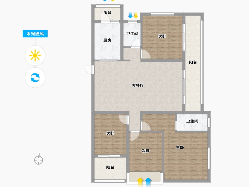 湖北省-黄冈市-九坤学府城-120.00-户型库-采光通风