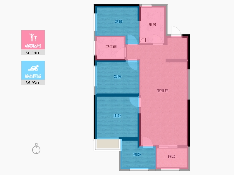 青海省-西宁市-西矿世席白鹭洲-87.79-户型库-动静分区