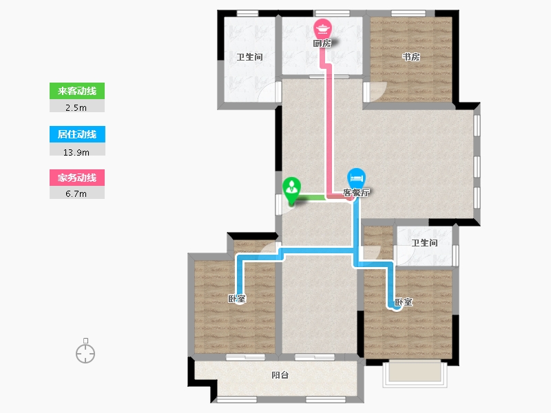 江苏省-徐州市-公园壹号-128.00-户型库-动静线