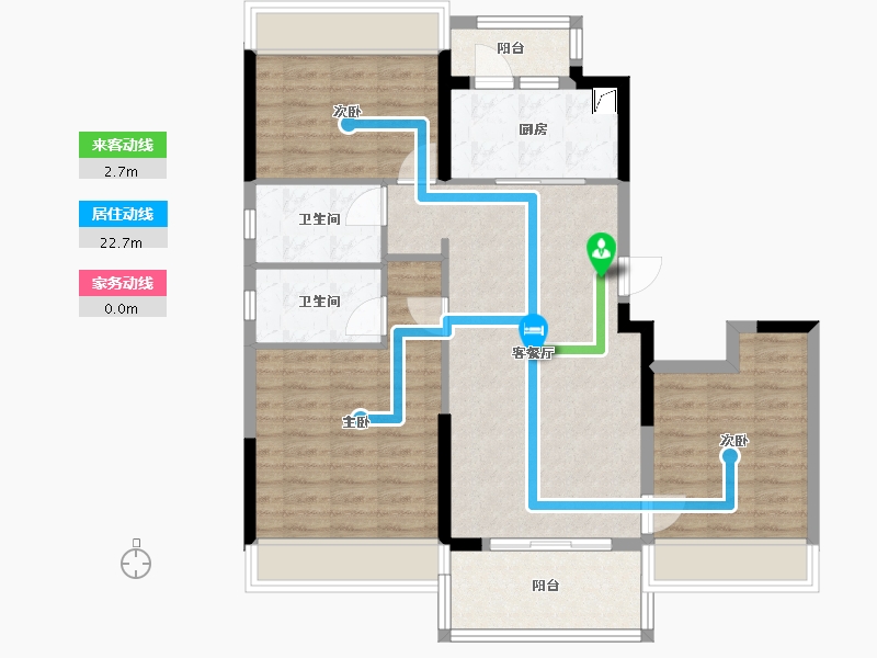 湖北省-荆门市-碧桂园翡翠公馆-90.00-户型库-动静线