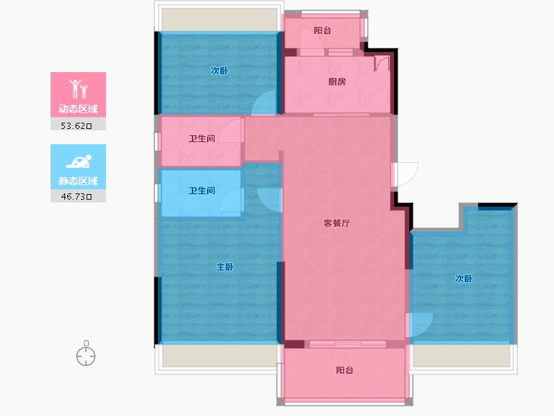 湖北省-荆门市-碧桂园翡翠公馆-90.00-户型库-动静分区